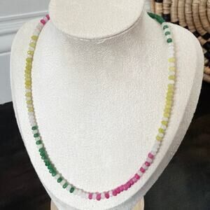 Second Bloom Studio Rainbow Agate Necklace 17" + Extender Black Colorful Pink